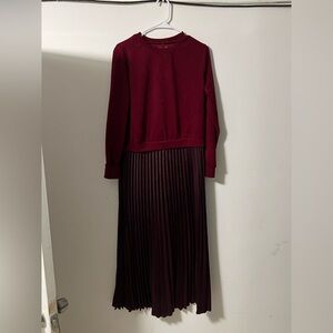 Burgundy Long-Sleeve Dress